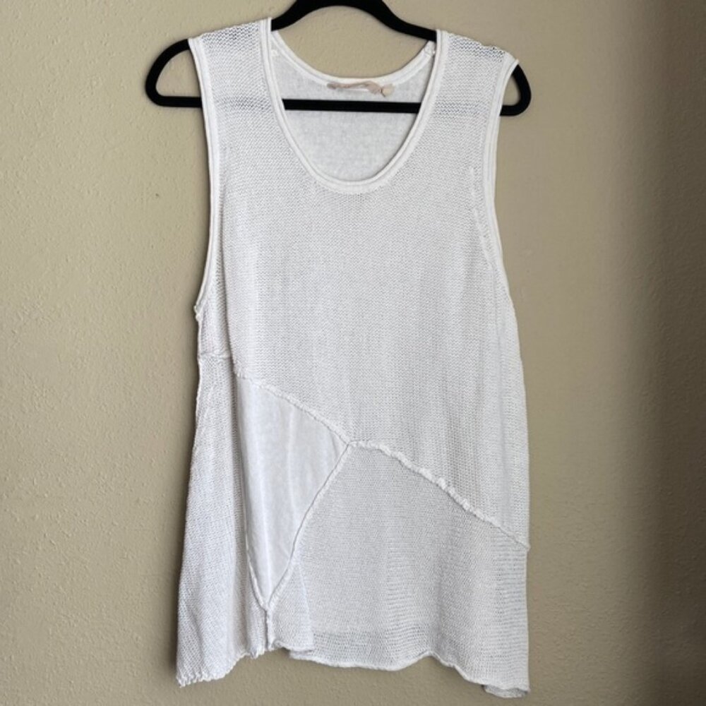 White Mixed Knit Sweater Tank